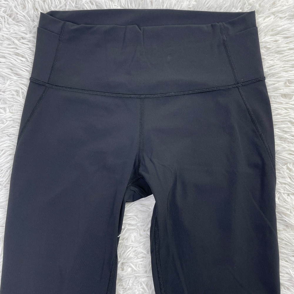 Lululemon Pants Womens 8 Black‎ Mix & Mesh Crop 21" Leggings Yoga Luxtreme Gym - Picture 2 of 10